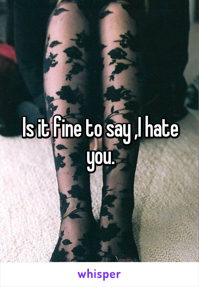 Is it fine to say ,I hate you.