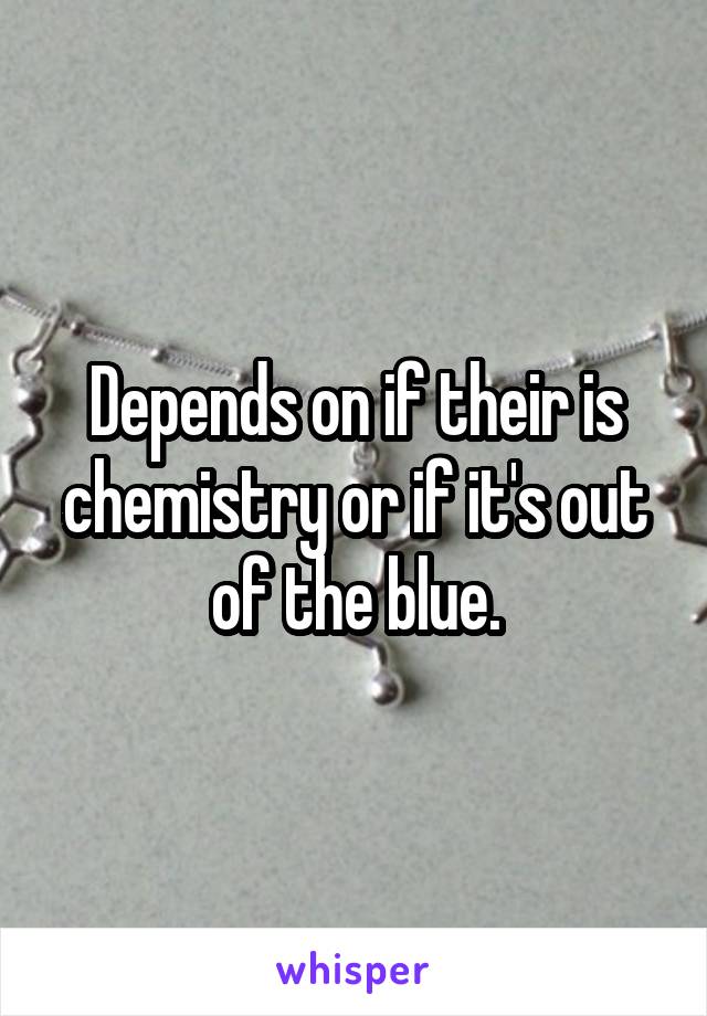 Depends on if their is chemistry or if it's out of the blue.