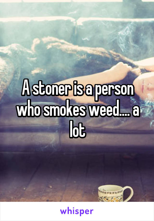 A stoner is a person who smokes weed.... a lot