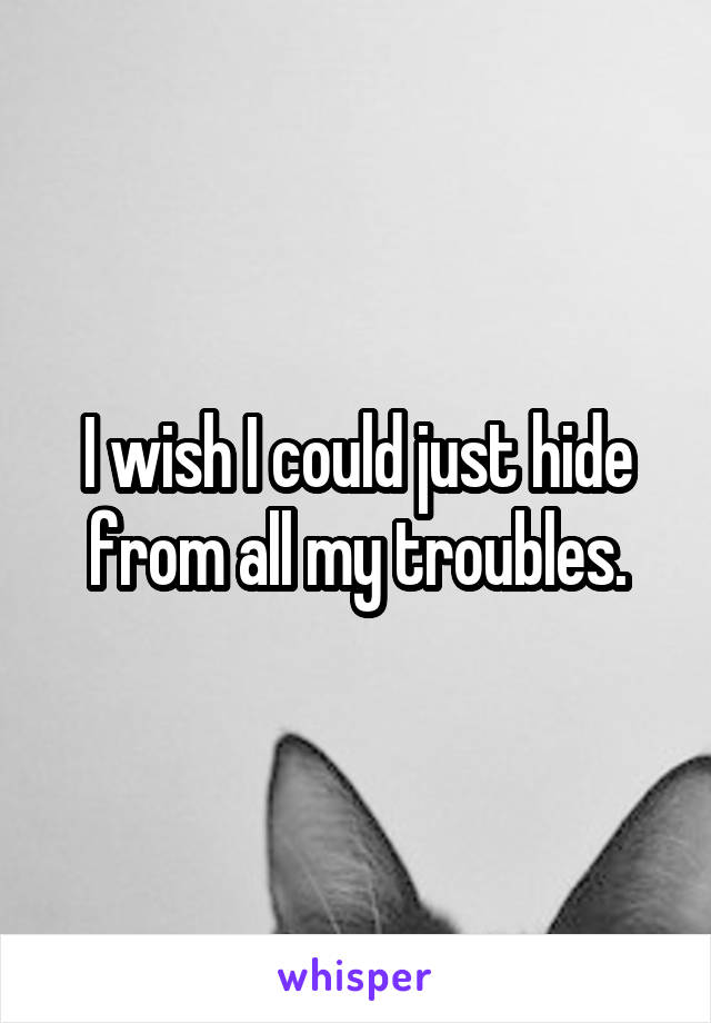 I wish I could just hide from all my troubles.