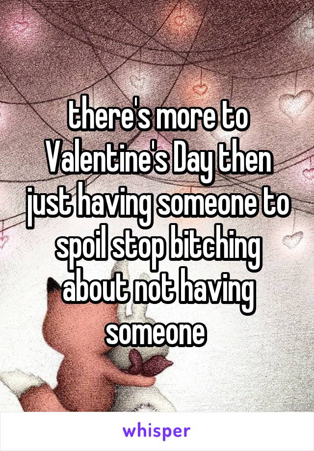 there's more to Valentine's Day then just having someone to spoil stop bitching about not having someone 