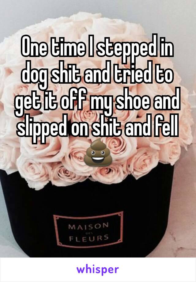 One time I stepped in dog shit and tried to get it off my shoe and slipped on shit and fell 💩