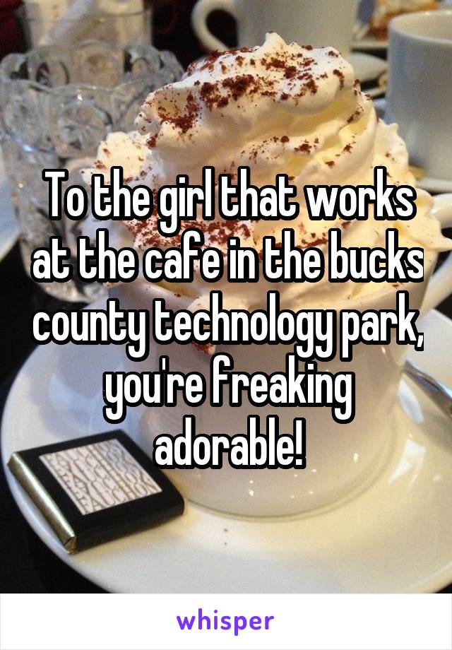 To the girl that works at the cafe in the bucks county technology park, you're freaking adorable!