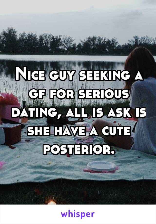 Nice guy seeking a gf for serious dating, all is ask is she have a cute posterior.