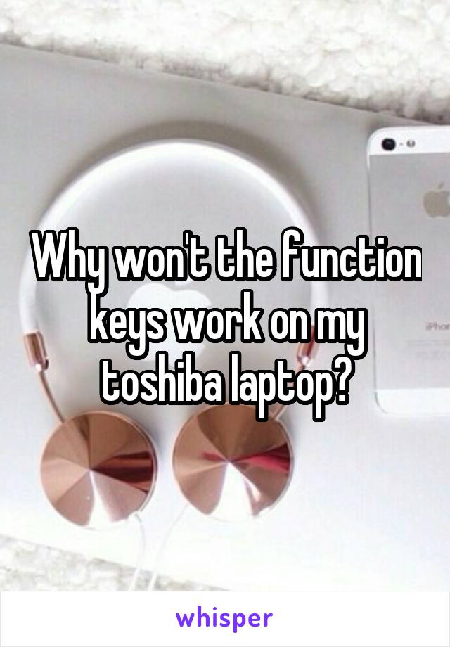 Why won't the function keys work on my toshiba laptop?