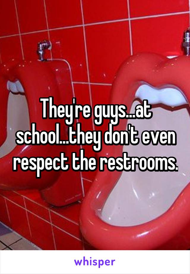 They're guys...at school...they don't even respect the restrooms.