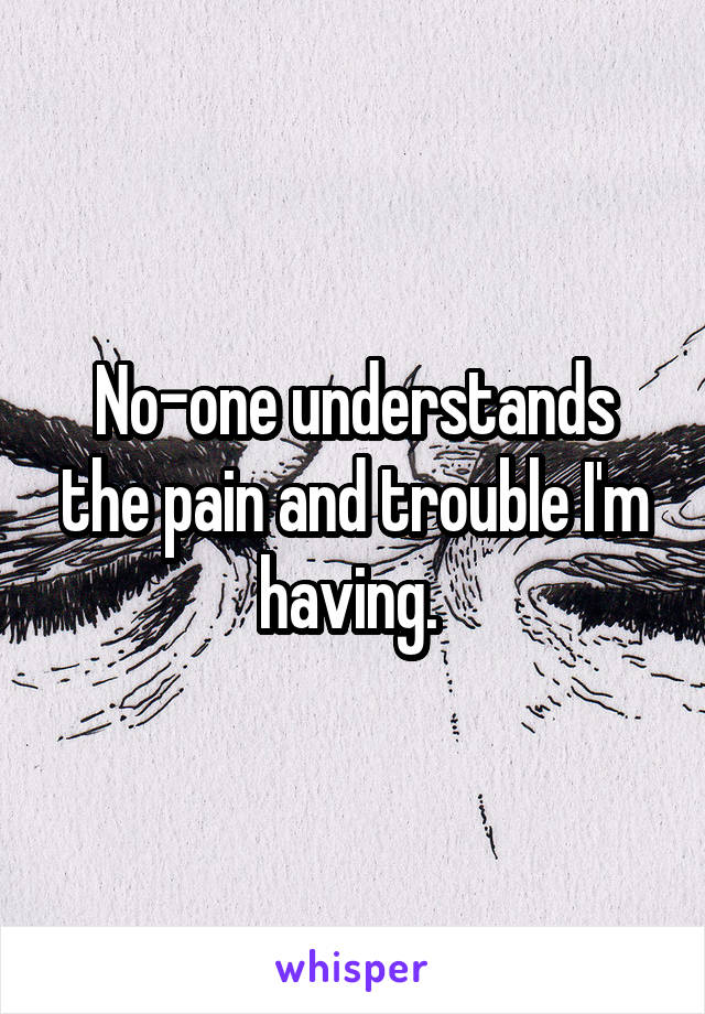 No-one understands the pain and trouble I'm having. 