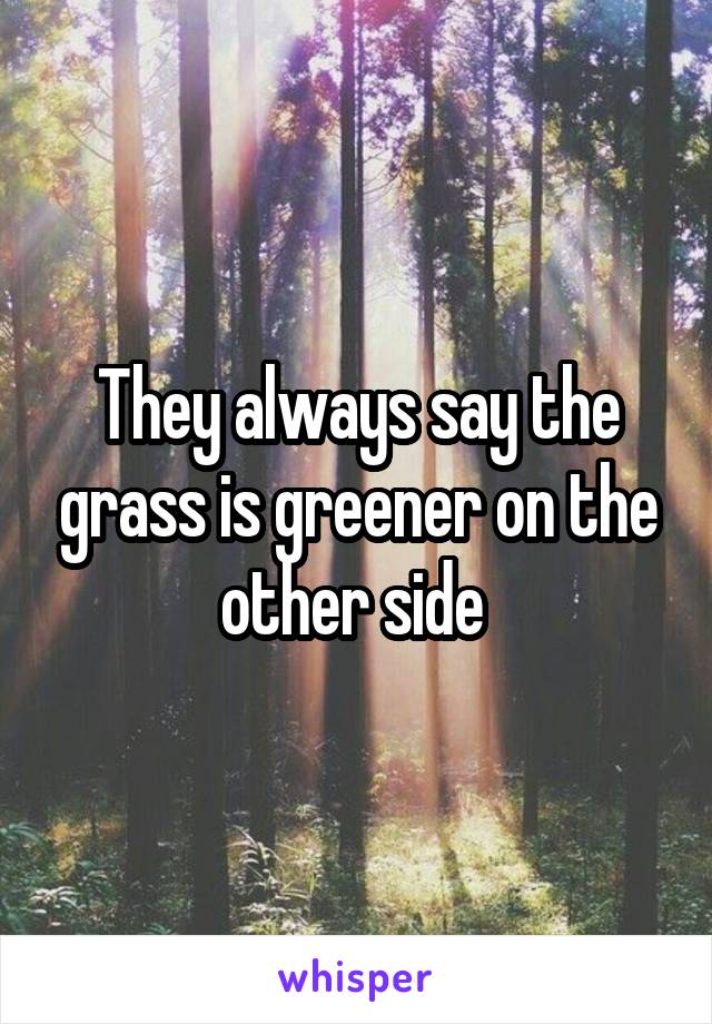 They always say the grass is greener on the other side 