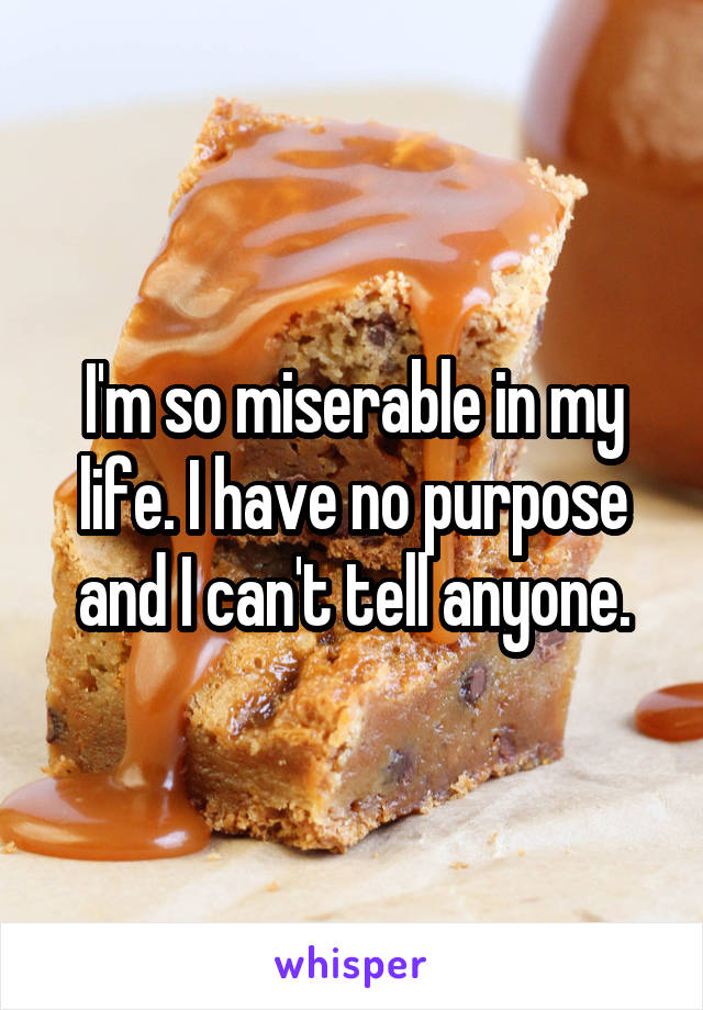 I'm so miserable in my life. I have no purpose and I can't tell anyone.