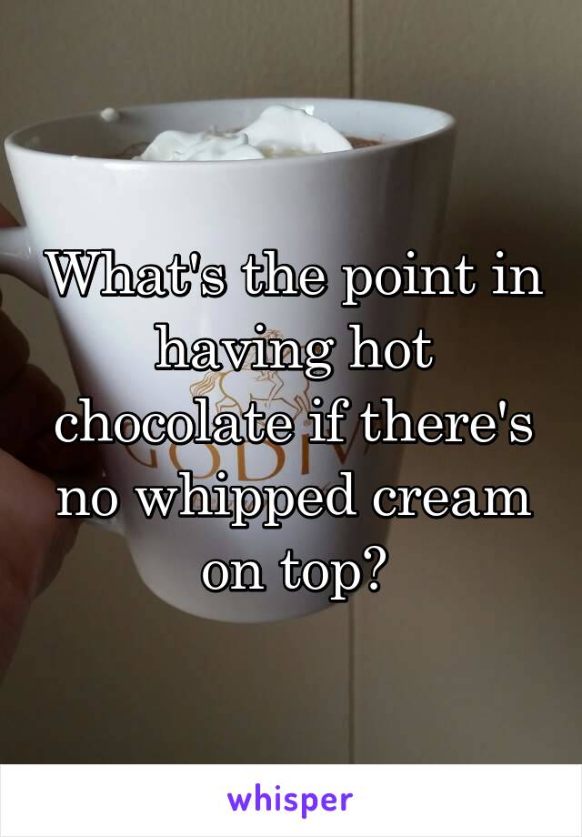 What's the point in having hot chocolate if there's no whipped cream on top?