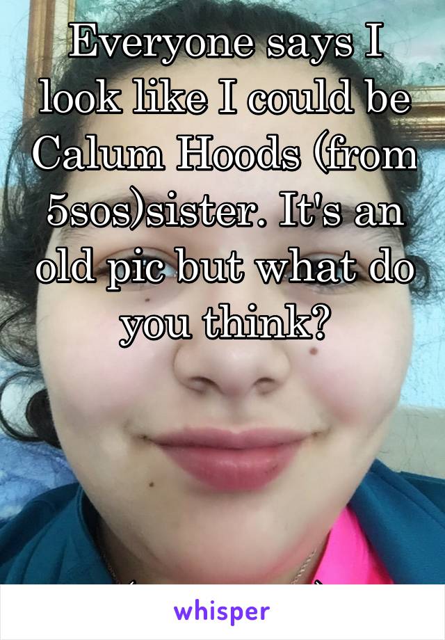 Everyone says I look like I could be Calum Hoods (from 5sos)sister. It's an old pic but what do you think?




(Me in pic)