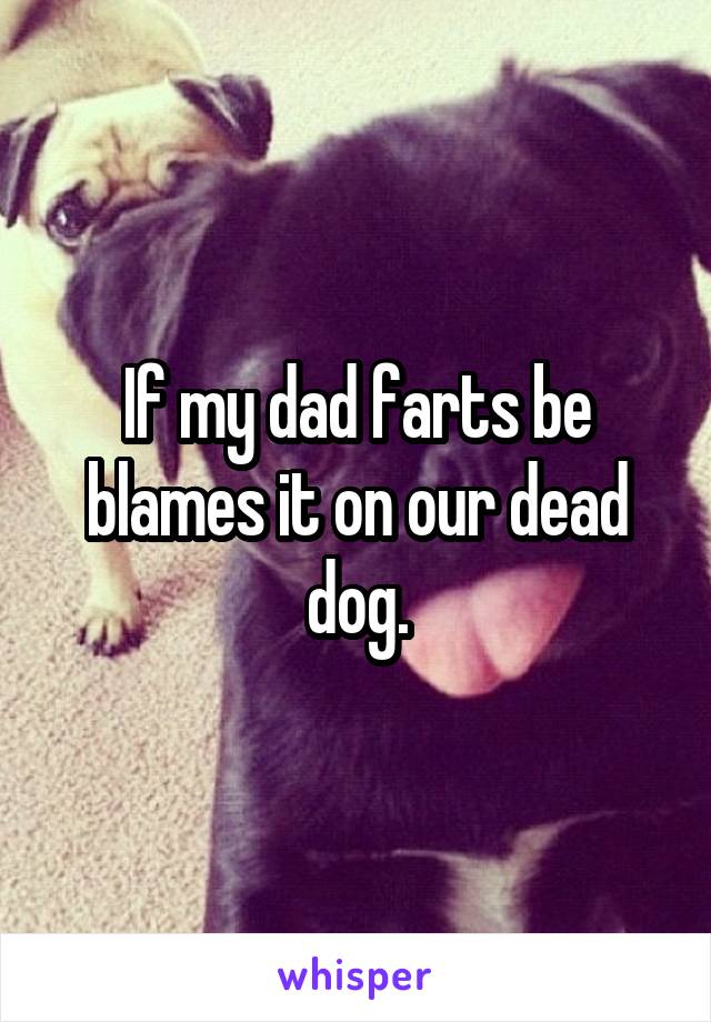 If my dad farts be blames it on our dead dog.