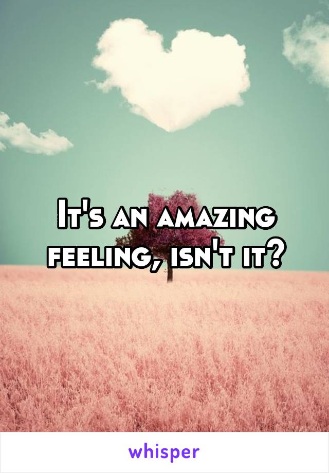 It's an amazing feeling, isn't it?