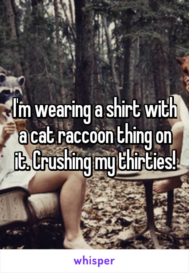 I'm wearing a shirt with a cat raccoon thing on it. Crushing my thirties!