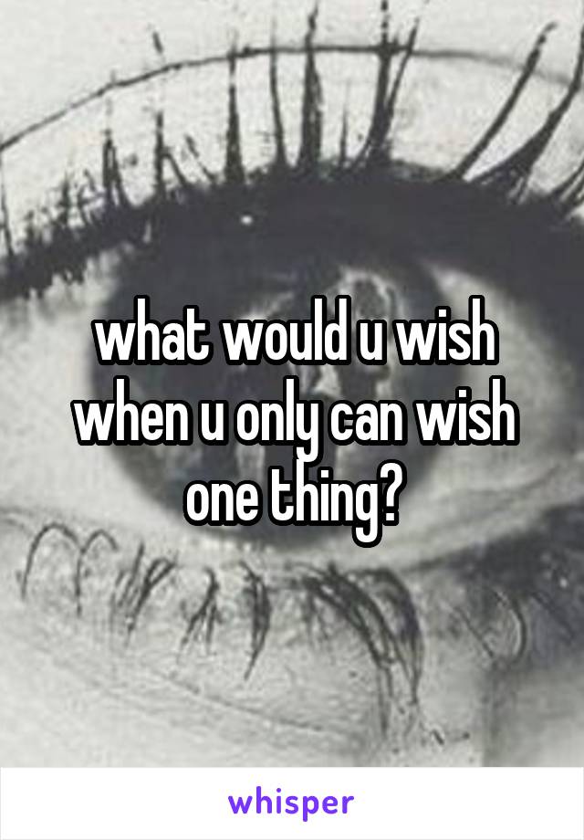 what would u wish when u only can wish one thing?