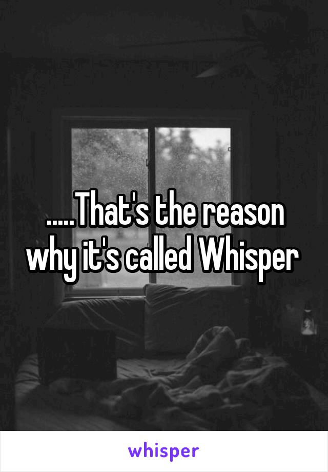 .....That's the reason why it's called Whisper 