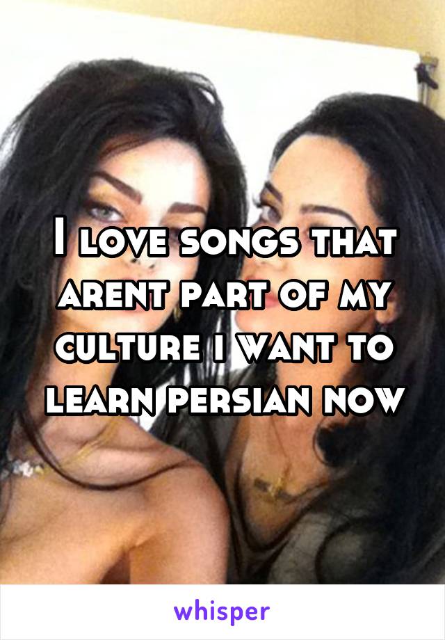 I love songs that arent part of my culture i want to learn persian now