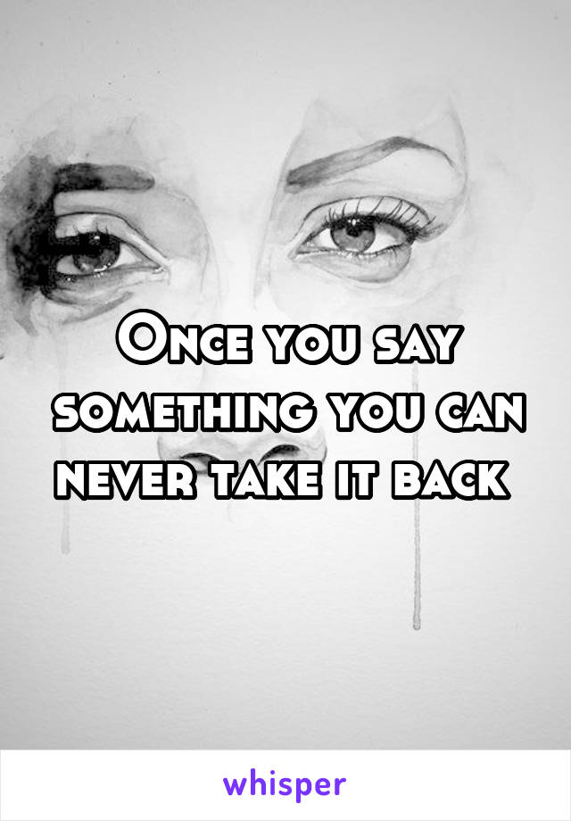 Once you say something you can never take it back 