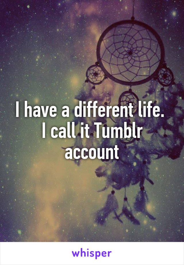 I have a different life. 
I call it Tumblr account