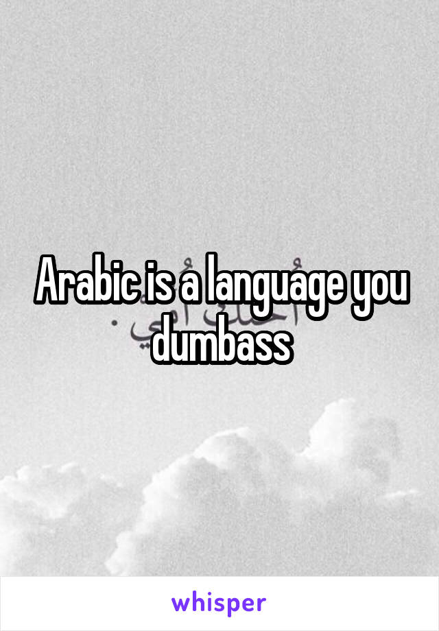 Arabic is a language you dumbass