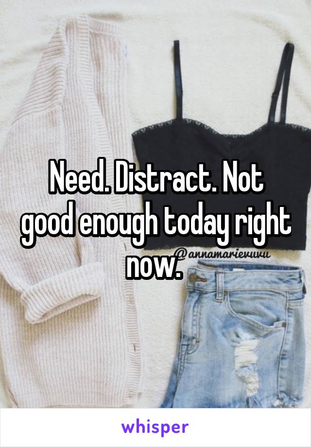 Need. Distract. Not good enough today right now. 