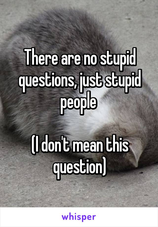 There are no stupid questions, just stupid people 

(I don't mean this question)