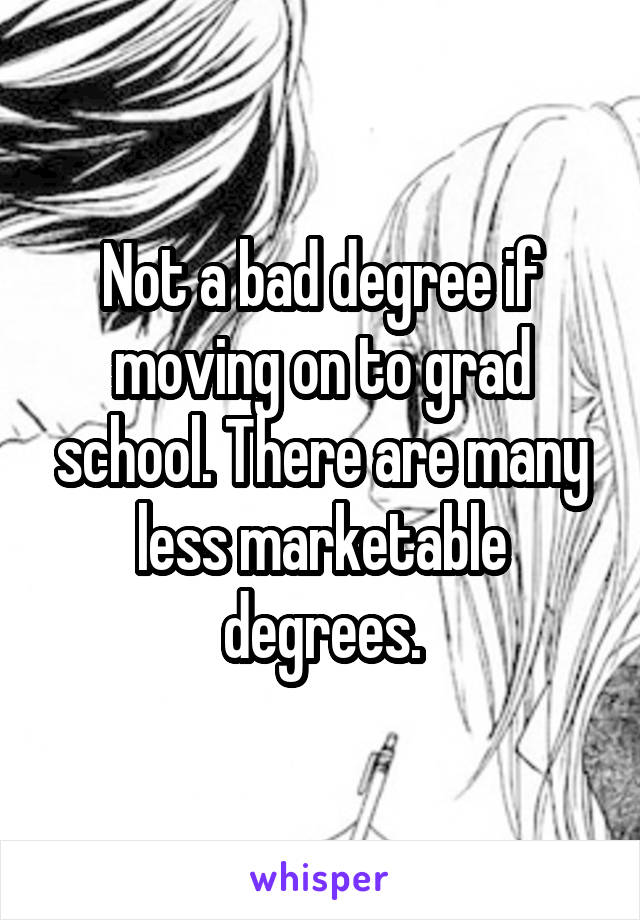 Not a bad degree if moving on to grad school. There are many less marketable degrees.