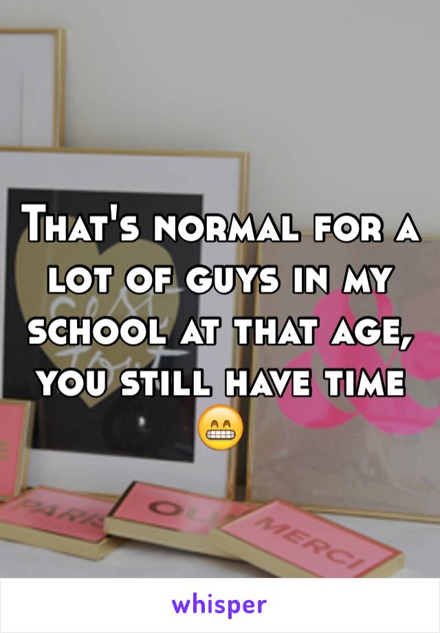 That's normal for a lot of guys in my school at that age, you still have time 😁