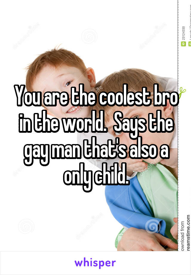 You are the coolest bro in the world.  Says the gay man that's also a only child.