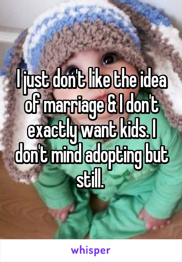 I just don't like the idea of marriage & I don't exactly want kids. I don't mind adopting but still. 