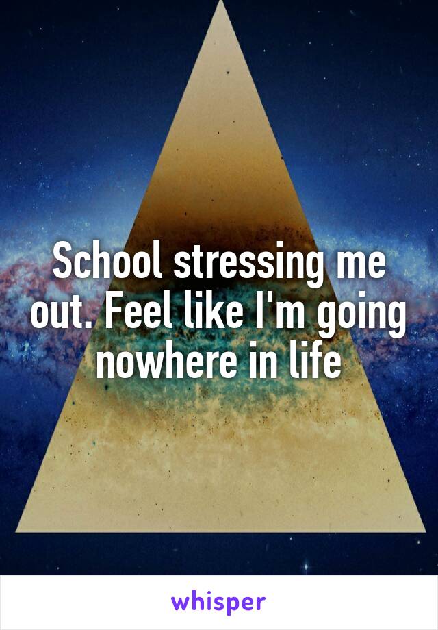 School stressing me out. Feel like I'm going nowhere in life