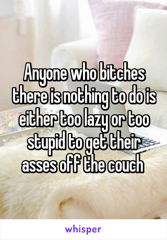 Anyone who bitches there is nothing to do is either too lazy or too stupid to get their asses off the couch 