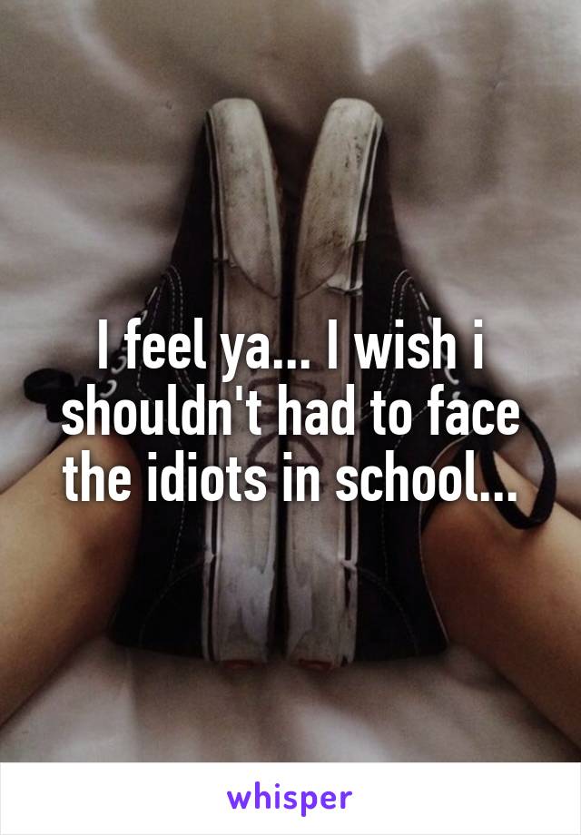I feel ya... I wish i shouldn't had to face the idiots in school...