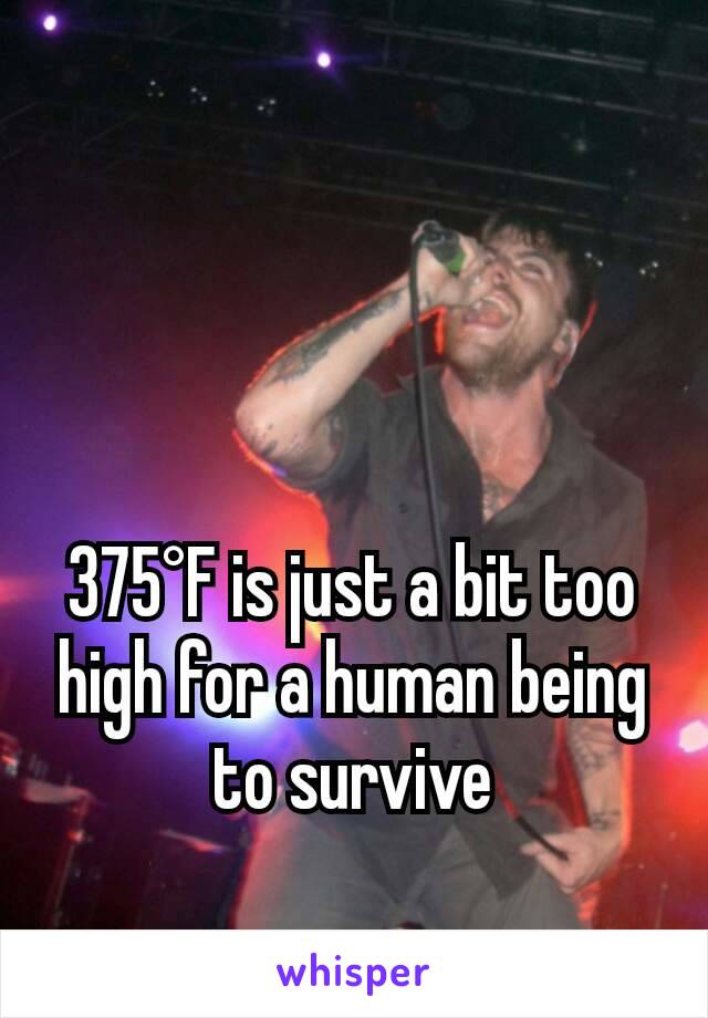 375°F is just a bit too high for a human being to survive