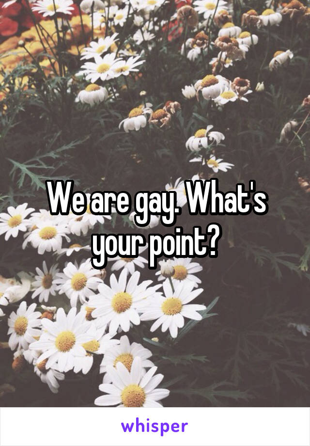 We are gay. What's your point?