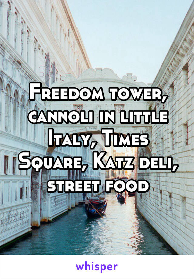 Freedom tower, cannoli in little Italy, Times Square, Katz deli, street food