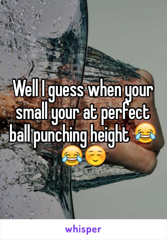 Well I guess when your small your at perfect ball punching height 😂😂☺️