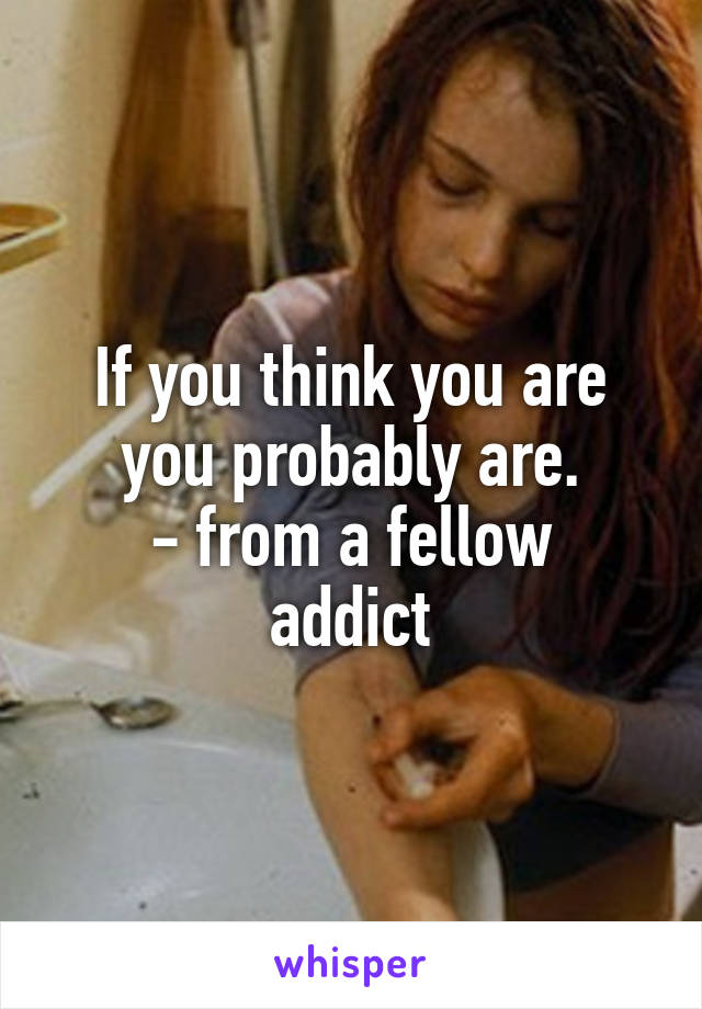 If you think you are you probably are.
- from a fellow addict