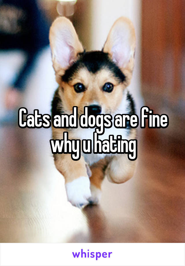 Cats and dogs are fine why u hating