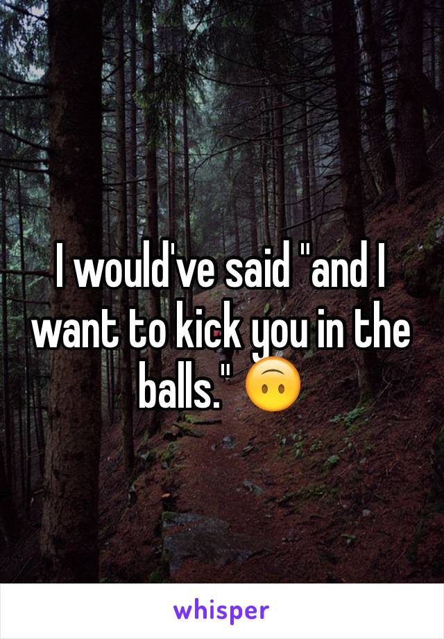 I would've said "and I want to kick you in the balls." 🙃