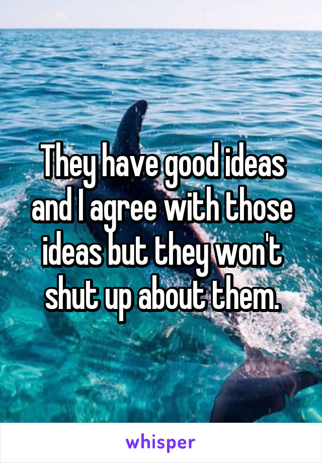They have good ideas and I agree with those ideas but they won't shut up about them.