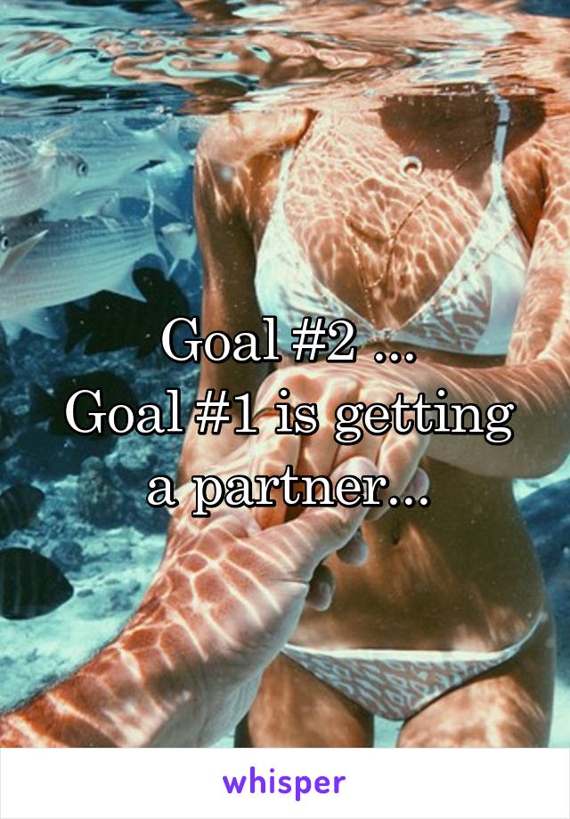 Goal #2 ...
Goal #1 is getting a partner...