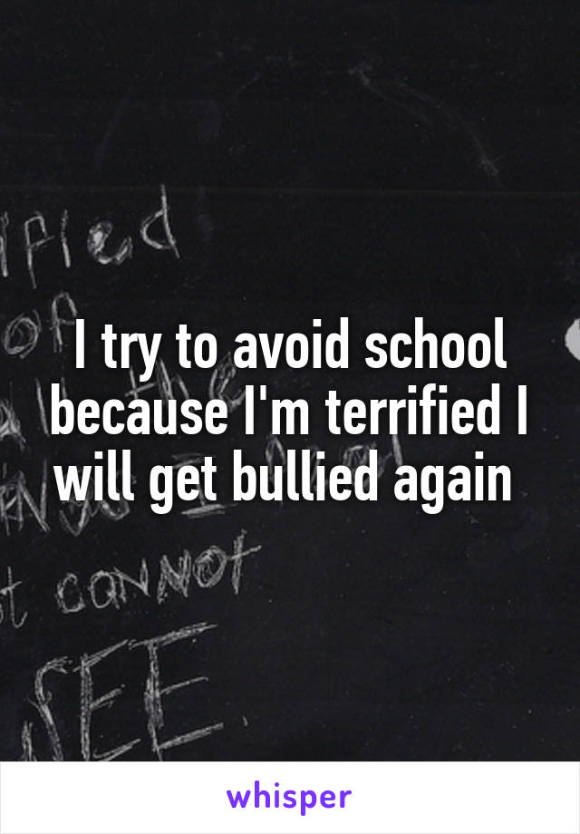 I try to avoid school because I'm terrified I will get bullied again 