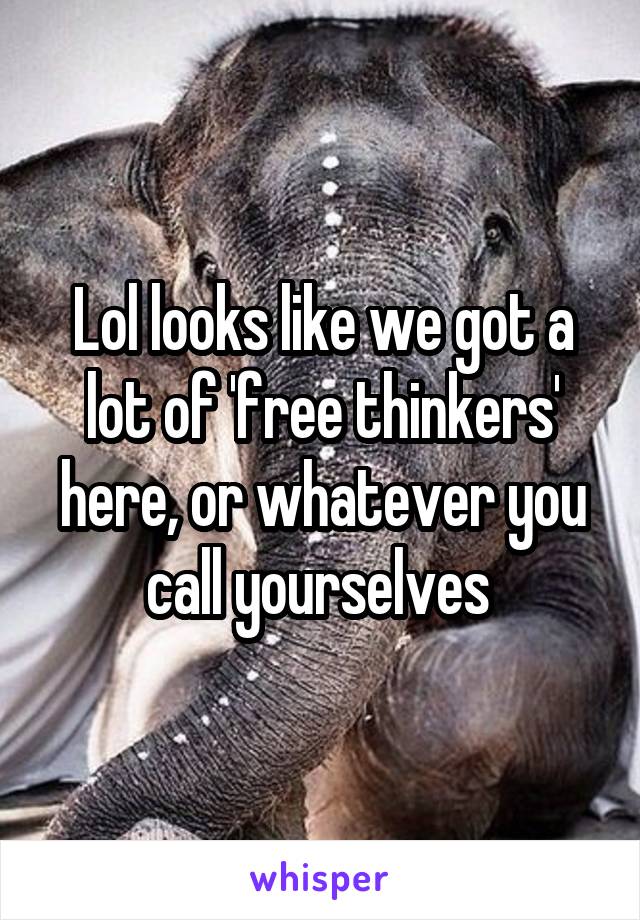 Lol looks like we got a lot of 'free thinkers' here, or whatever you call yourselves 