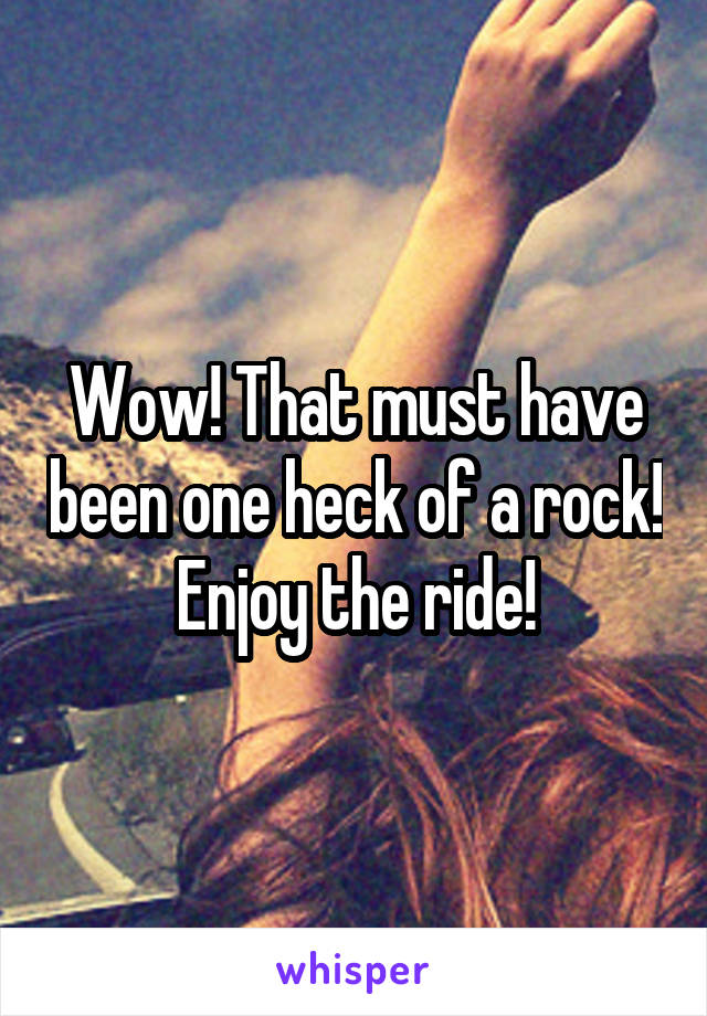 Wow! That must have been one heck of a rock!
Enjoy the ride!