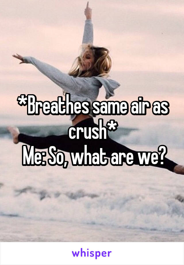 *Breathes same air as crush*
 Me: So, what are we?