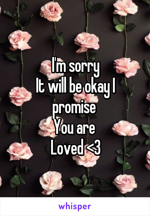 I'm sorry
It will be okay I promise 
You are 
Loved <3