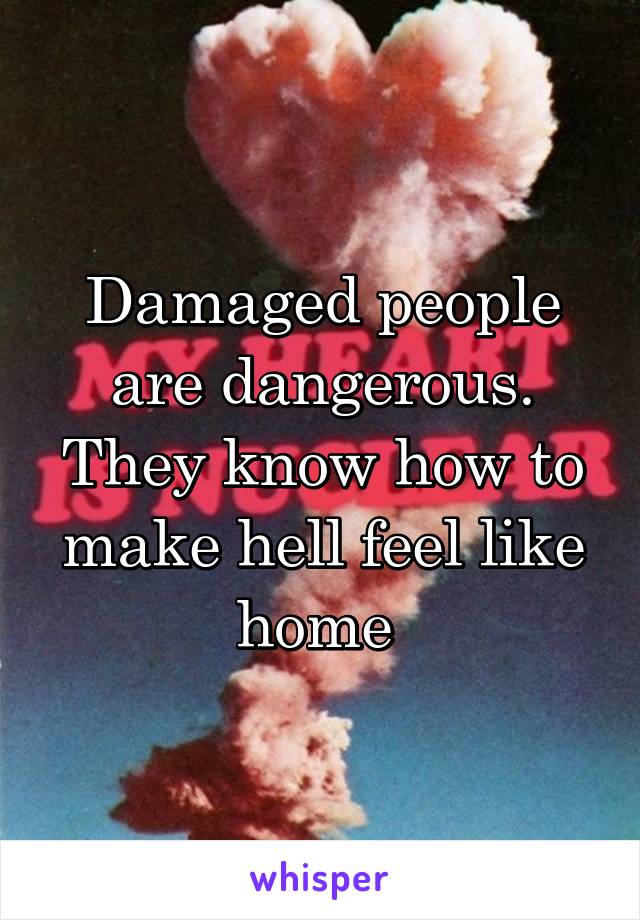 Damaged people are dangerous. They know how to make hell feel like home 