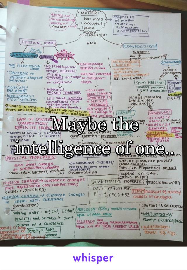 Maybe the intelligence of one..