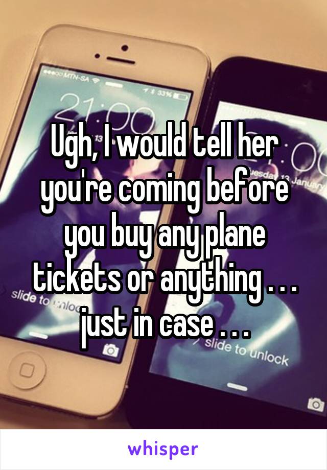 Ugh, I would tell her you're coming before you buy any plane tickets or anything . . . just in case . . .